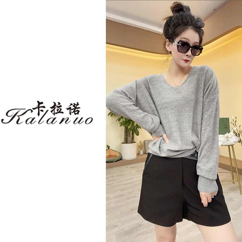 【卡拉诺】】 2023新款圆领长袖条纹纯色针织衫 20299