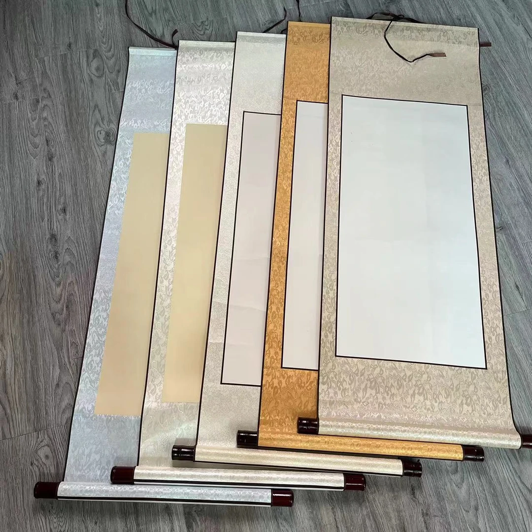 【四尺四开生宣中堂】白色仿古色生宣书法国画创作宣纸全绫布免装裱