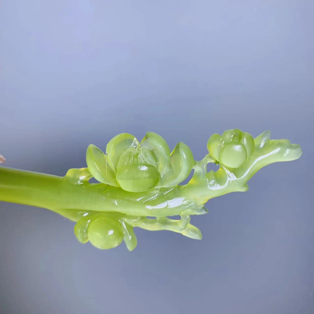 岫玉蛇纹石玉兰手工雕刻发簪