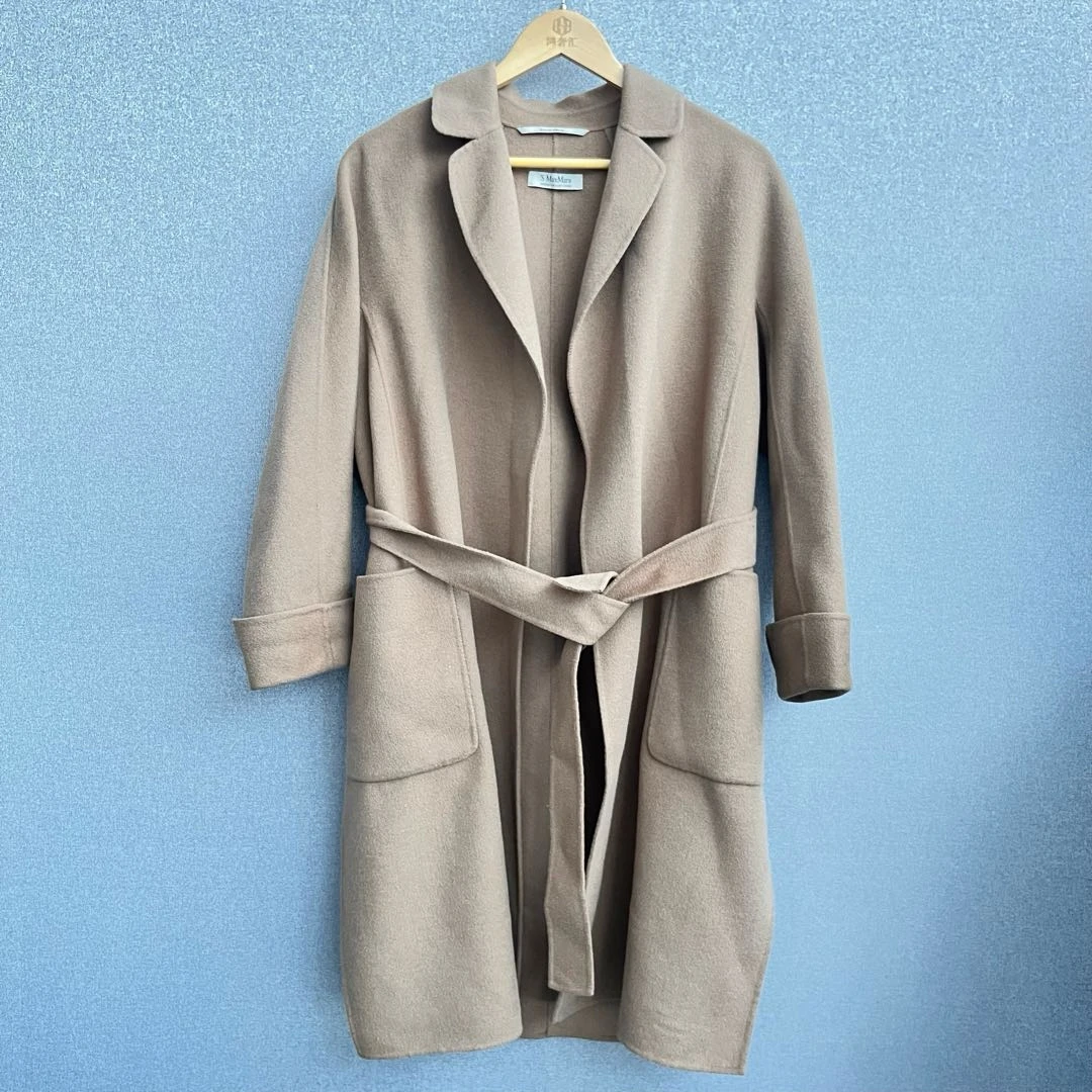 36码【99新】麦丝玛拉MaxMara 经典浴袍式大衣 柔软羊绒材质毛呢
