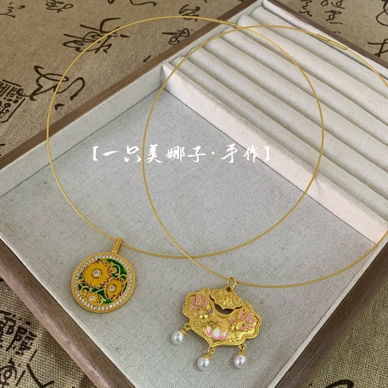 铜合金吊坠 MEINAZI/美娜子 |项圈系列-·锦鲤花牌手工国风