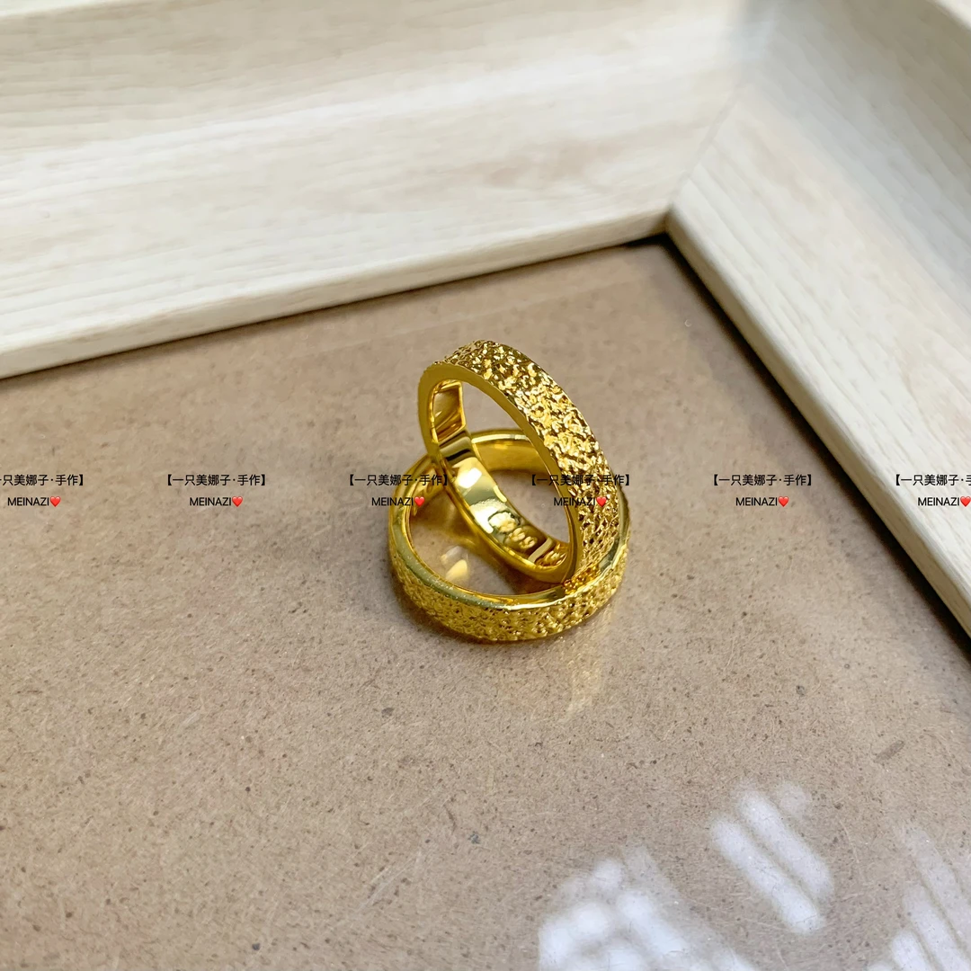 铜合金戒指 MEINAZI/美娜子 |点锤面戒指｜男女同款纸醉金迷新款