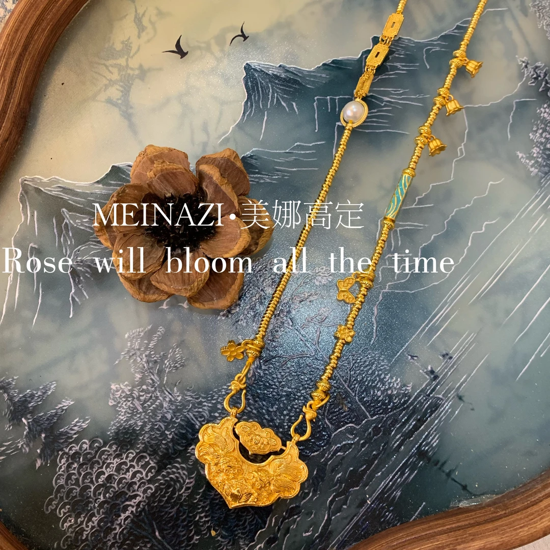 铜合金吊坠 MEINAZI/美娜子锦鲤毛衣项链项坠如意锁平安锁2