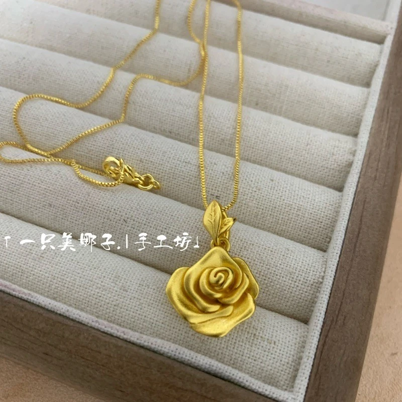 MEINAZI/美娜子 |国风｜花开玫瑰吊坠｜磨砂精致饱满时尚国潮