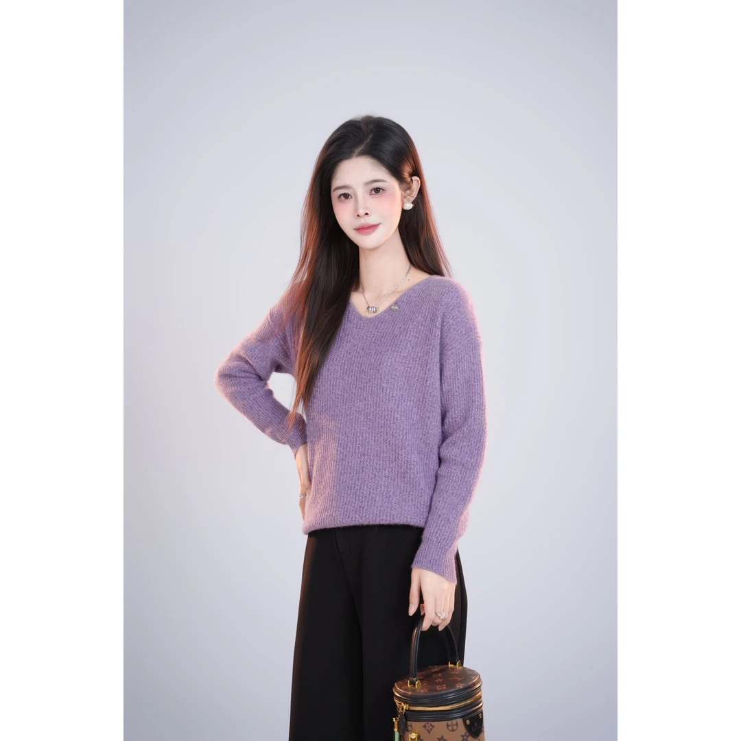 宿慕小雨自产女款针织衫11-14冬季2024新款时尚休闲针织衫B74032