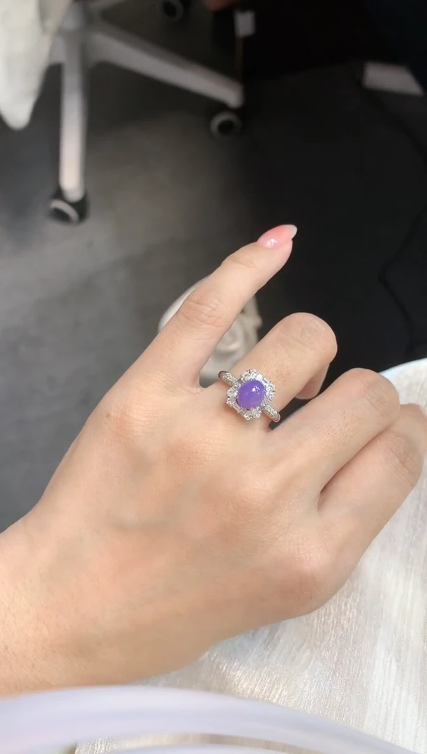 【闪购商品】翡翠戒指18K金镶嵌D12 紫货有一定色差