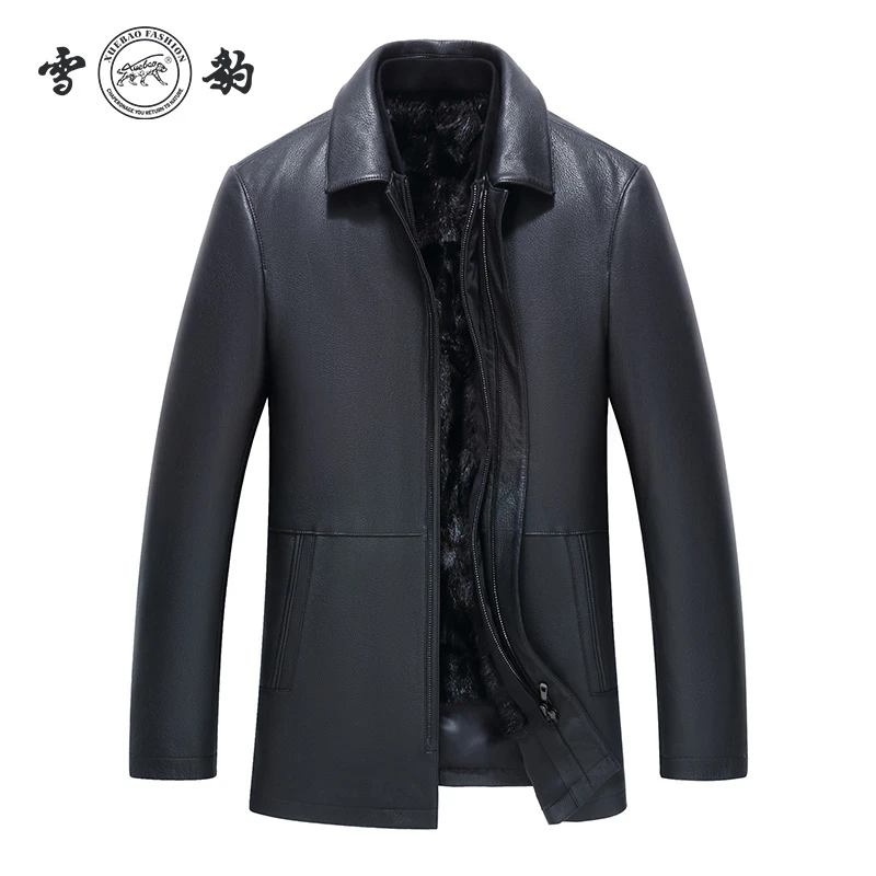 【雪豹】鹿皮85224皮貂两体男士外套翻领商务休闲男装皮夹克真皮