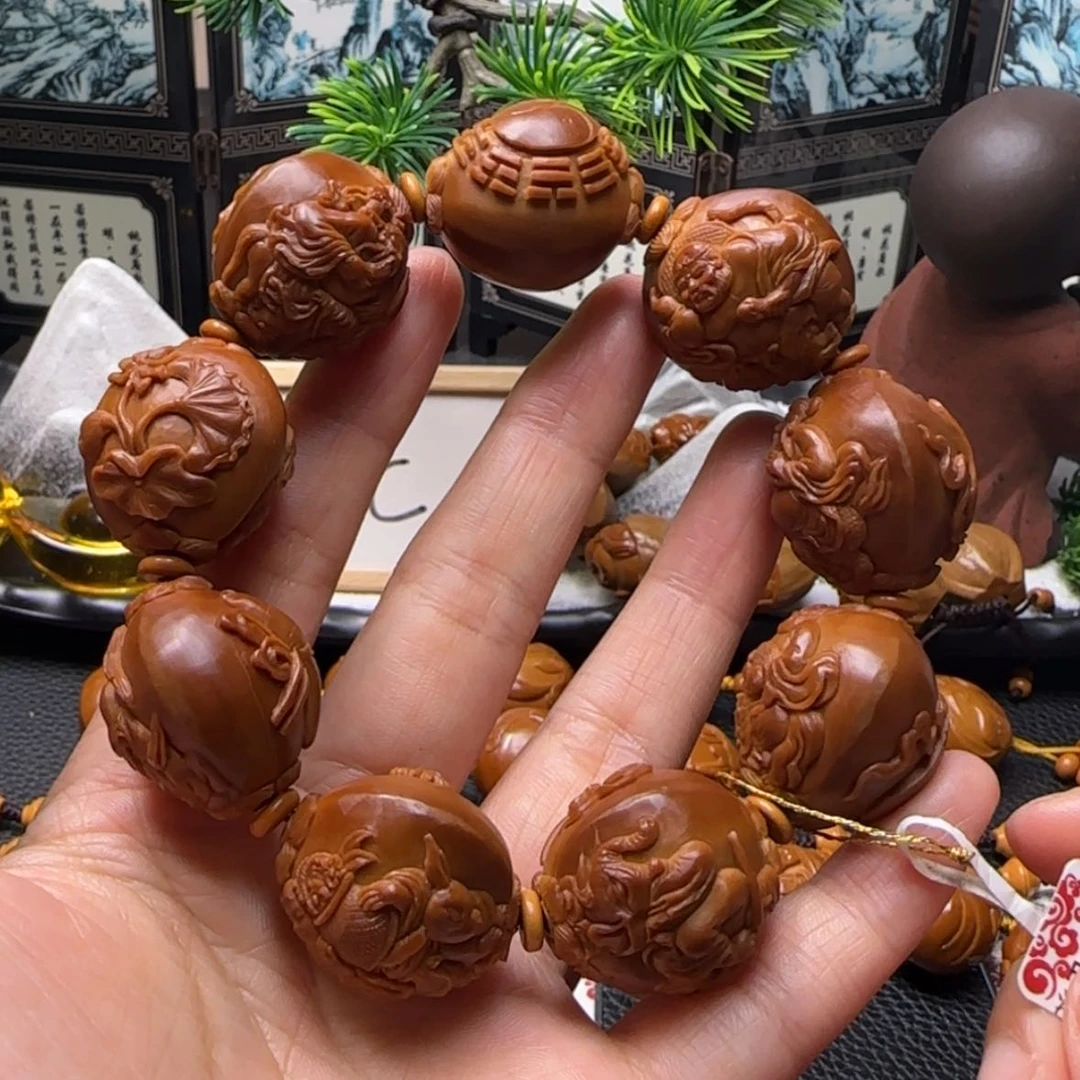【闪购商品】橄榄核手串双面浮雕八仙