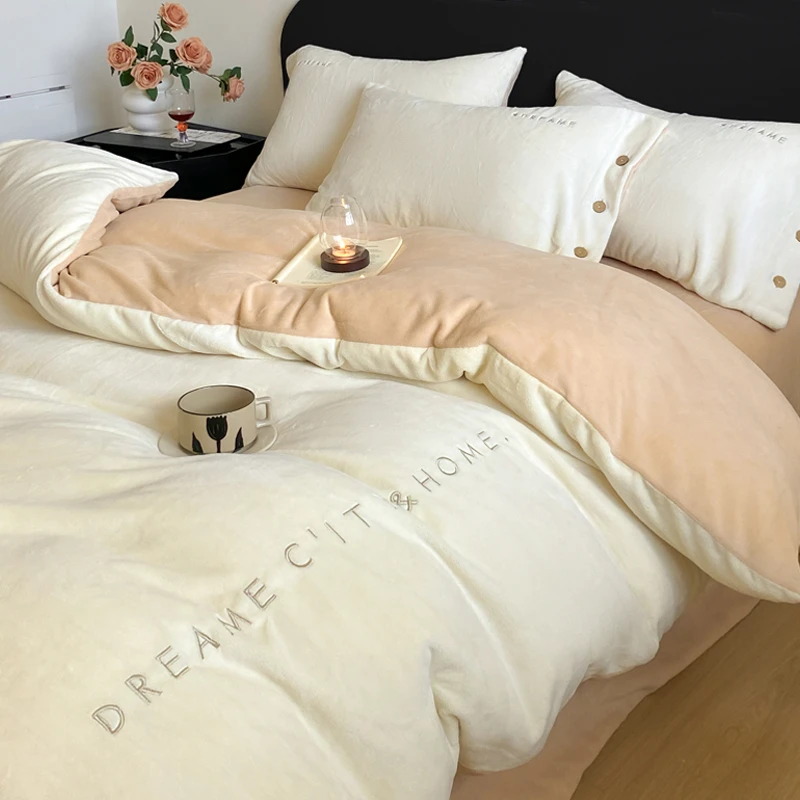 冬季A类牛奶绒床上四件套2025新款加厚珊瑚绒被套床单法兰绒床品4