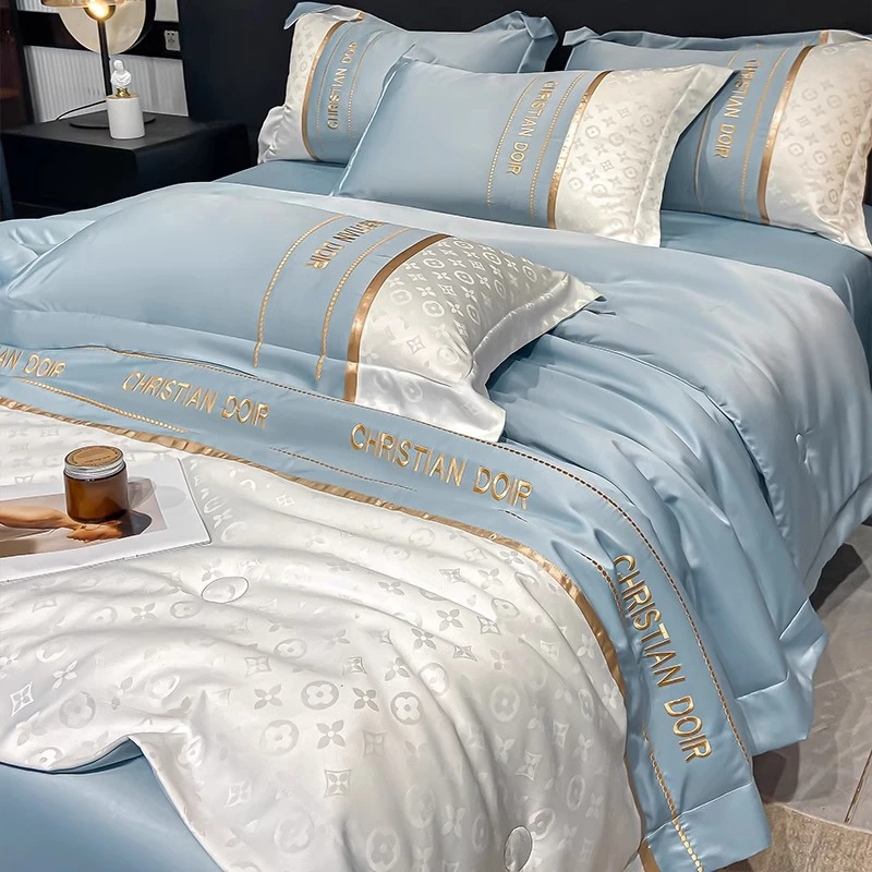 夏季夏凉被空调被可水洗夏被四件套真丝冰丝高级感单人薄被子