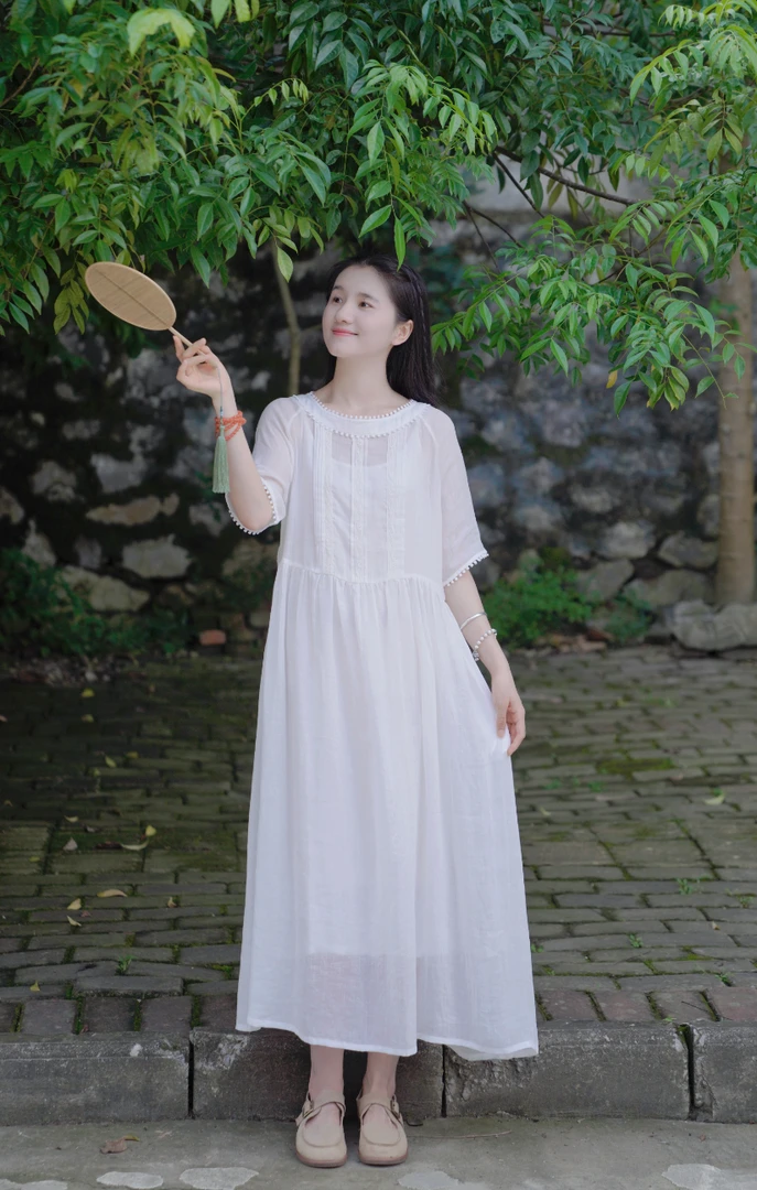 《棉花糖》苎麻连衣裙/