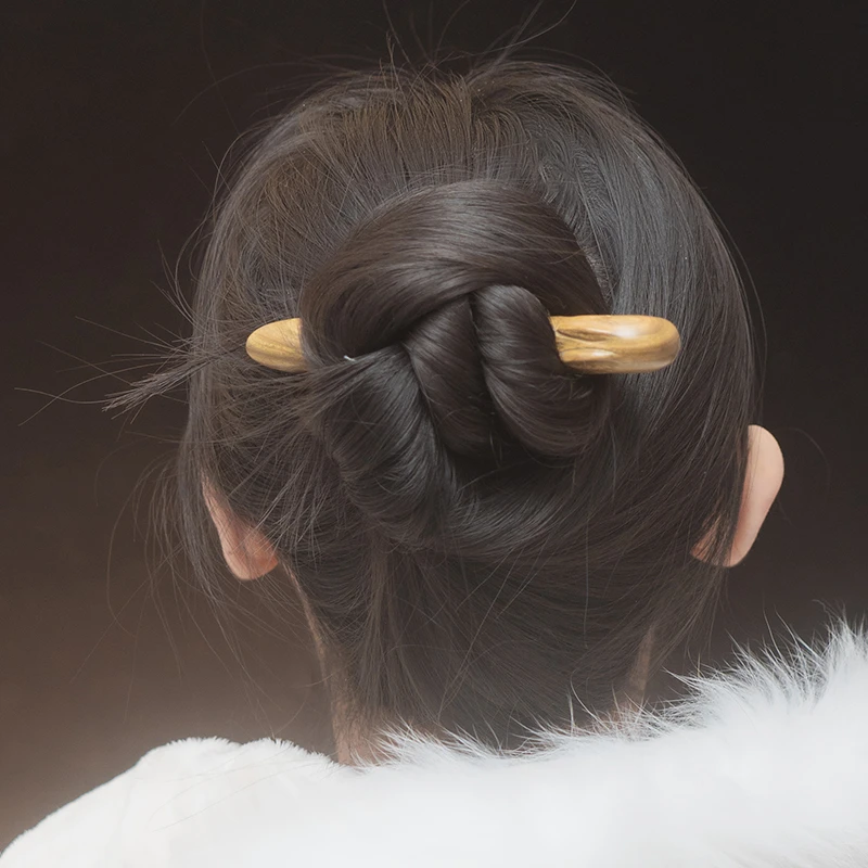 Zang又一雪小趴兔翘双尖木雕簪原创木兔盘发反扣式簪发气质简约