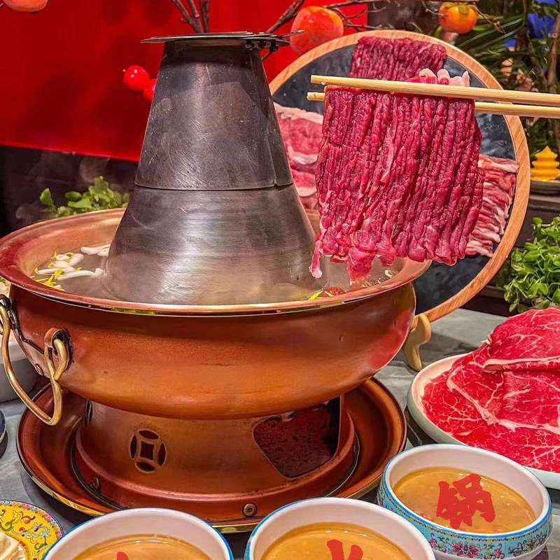 景泰蓝老式木炭铜火锅珐琅环保油鸳鸯锅老北京涮肉家商用火锅锅具