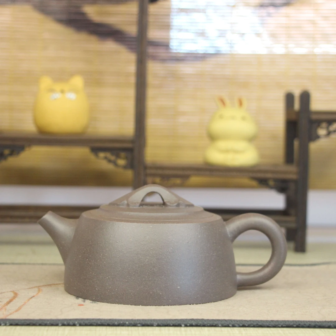 【正高张洪明紫砂】全手如意井栏 原矿天青泥 230毫升 宜兴紫砂