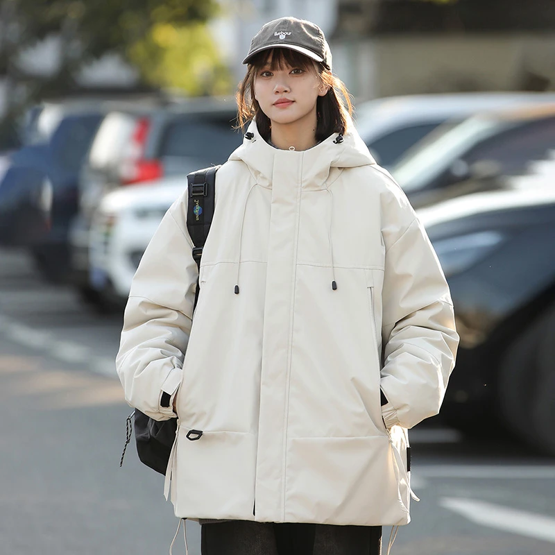 羽绒服休闲情侣款户外加厚保暖连帽宽松加绒滑雪秋冬百搭防寒外套