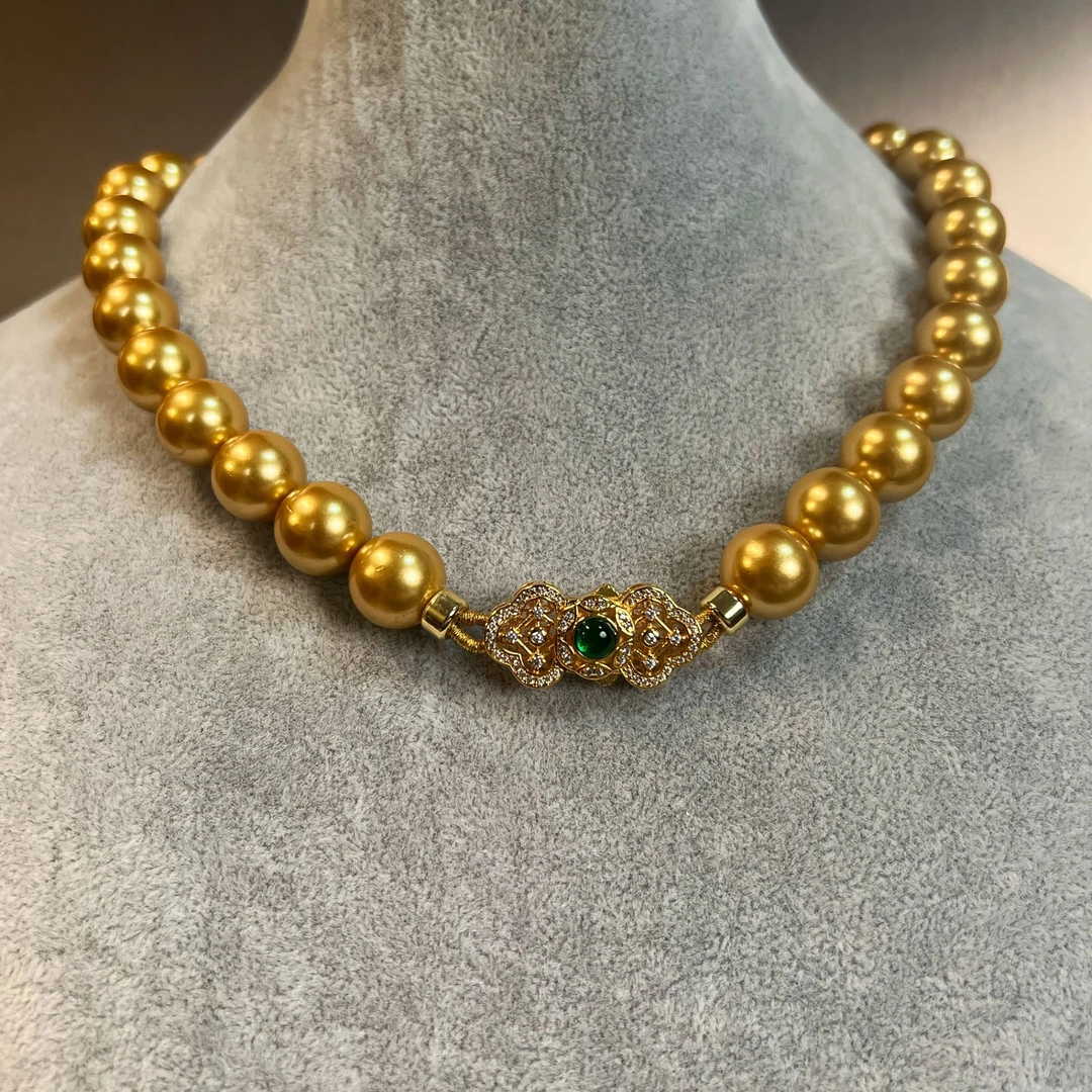 合金项链 明星款高奢复古古法镶嵌手工百搭如意扣项链