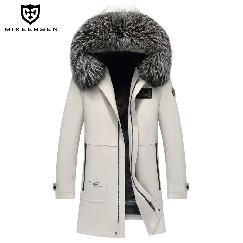 2025新款派克服男獭兔毛内胆中长款皮毛一体皮草大衣冬季修身外套