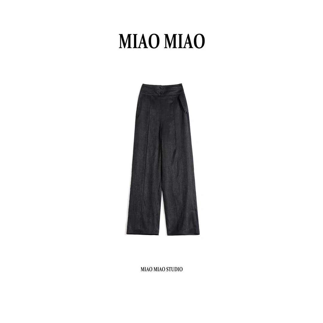 【煦暖】淼淼家30076冬季国风新款内加“秋裤”保暖香云纱直筒裤