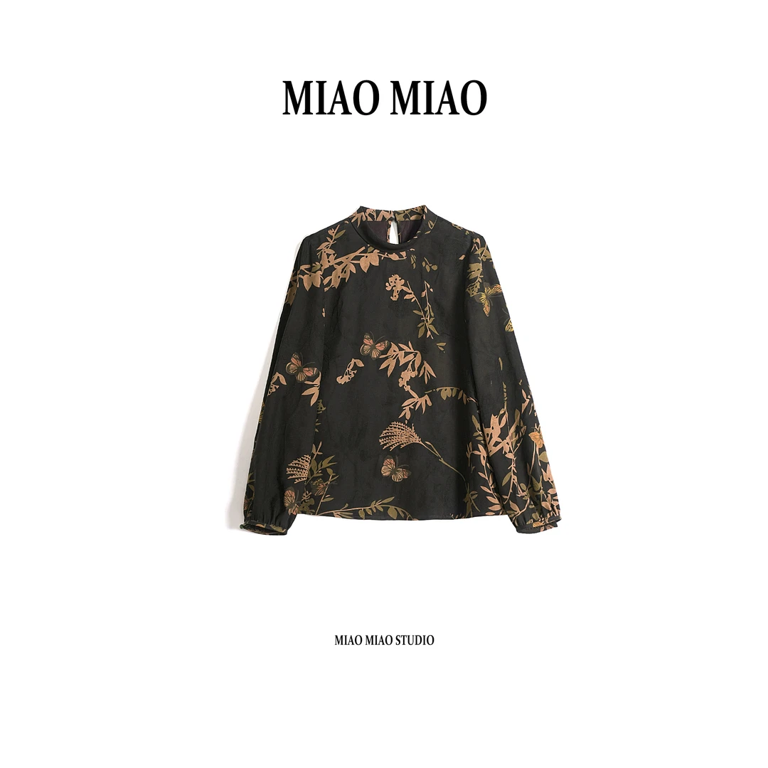 【蛱蝶】淼淼家20258秋冬季上新款优雅百搭提花葡萄泥香云纱上衣