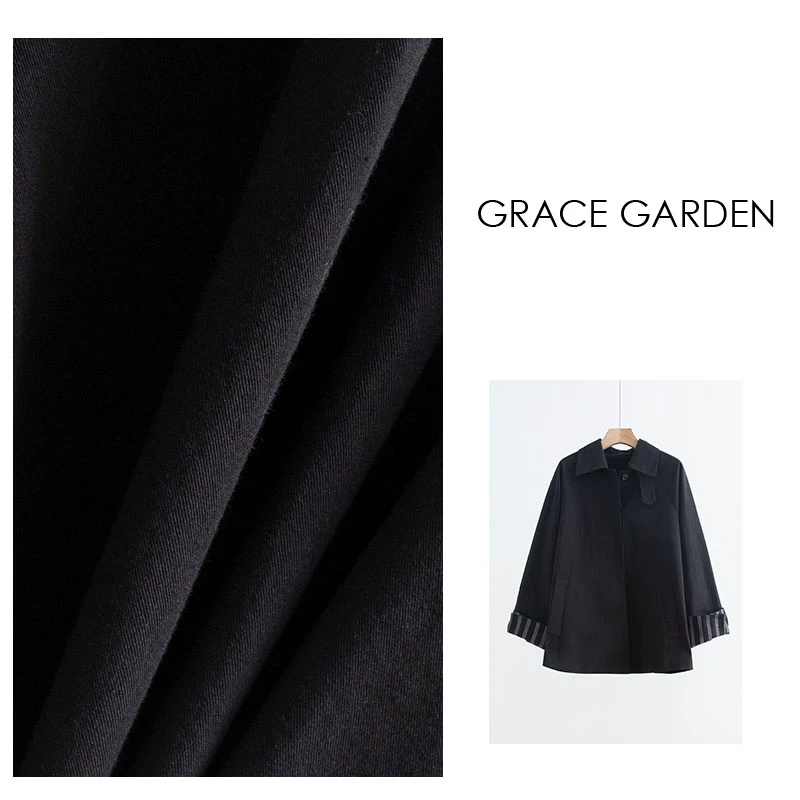 GRACE GARDEN【继承者!】盐缩翻领条纹拼接袖口风衣FY3G1551
