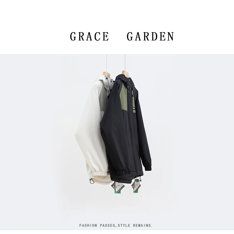 GRACE GARDEN【熊猫！】夹棉宽松保暖冲锋衣外套MF4J2401