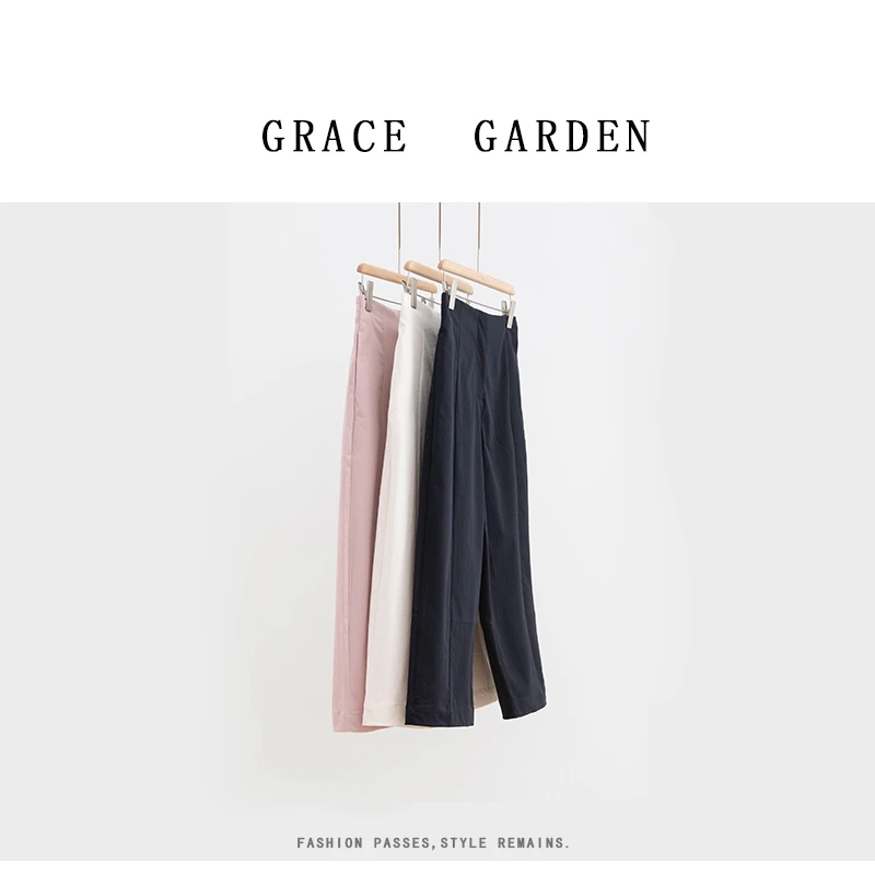 GRACE GARDEN【粉气球！】夏版高腰窄版直筒薄款垂感休闲裤XXK4G1603