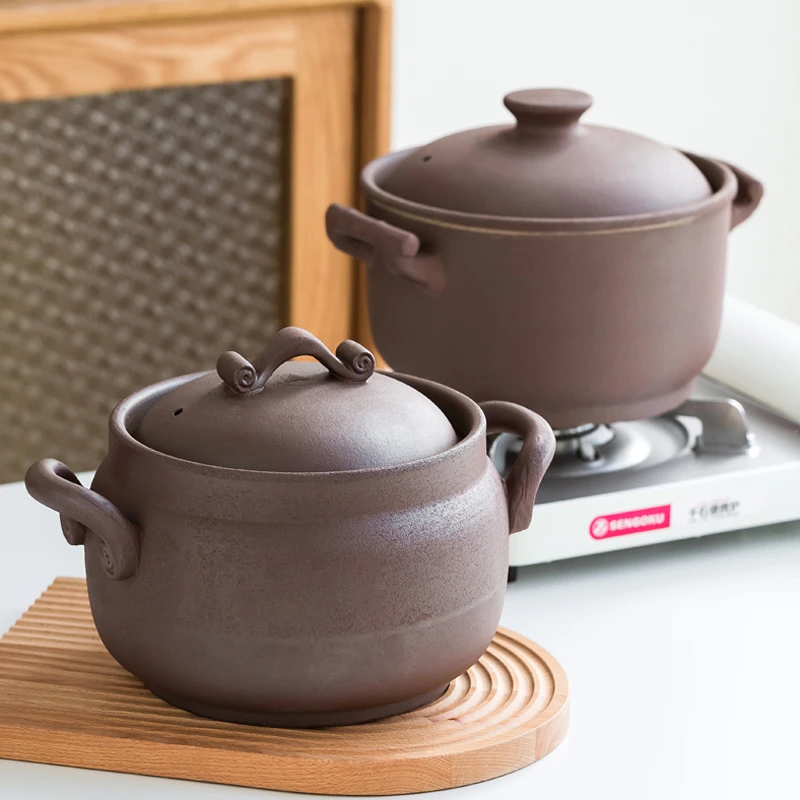 无釉砂锅煲汤家用燃气陶瓷耐高温明火煤气灶款养生大容量炖锅沙锅