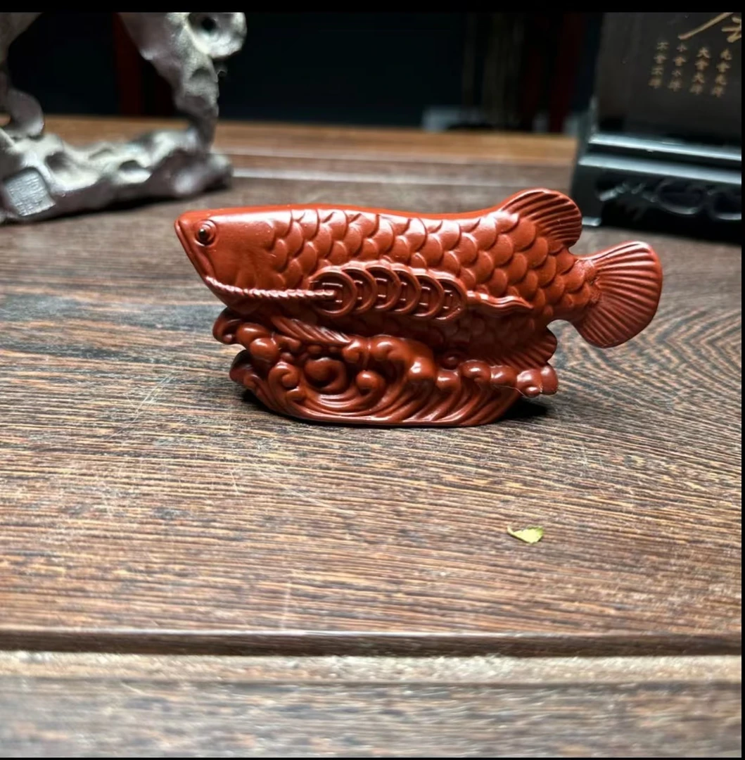 宜兴原矿紫砂茶玩--金龙鱼