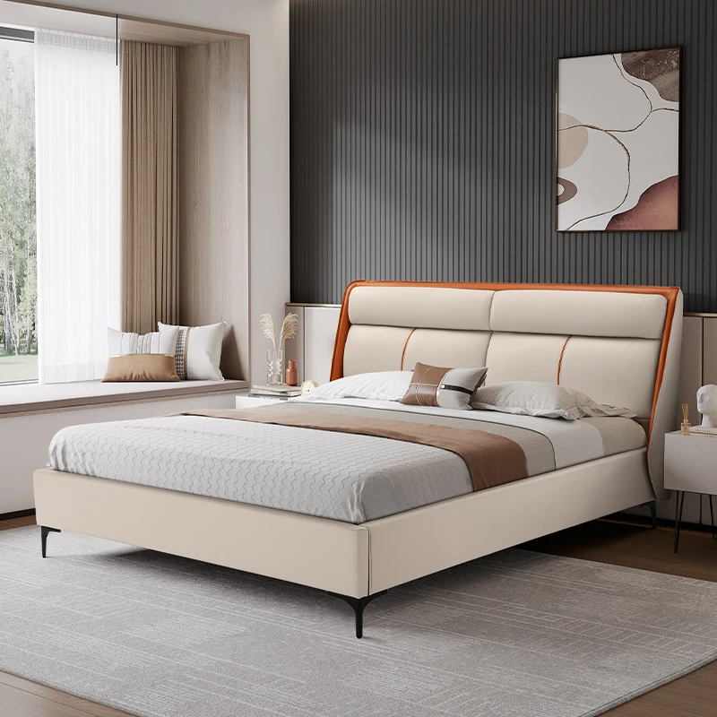 DE RUCCI/慕思A【BCZ4-012】高档主卧大床皮床现代床床主卧大床实木