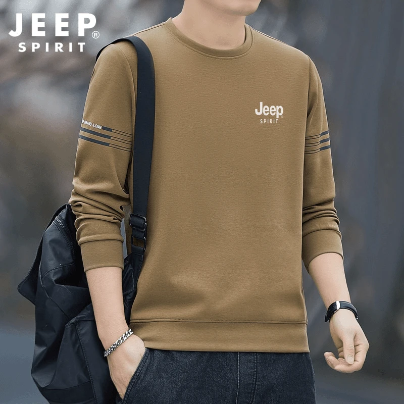JEEPSPIRIT吉普卫衣男春季新款时尚休闲外套圆领大码男士长袖T恤