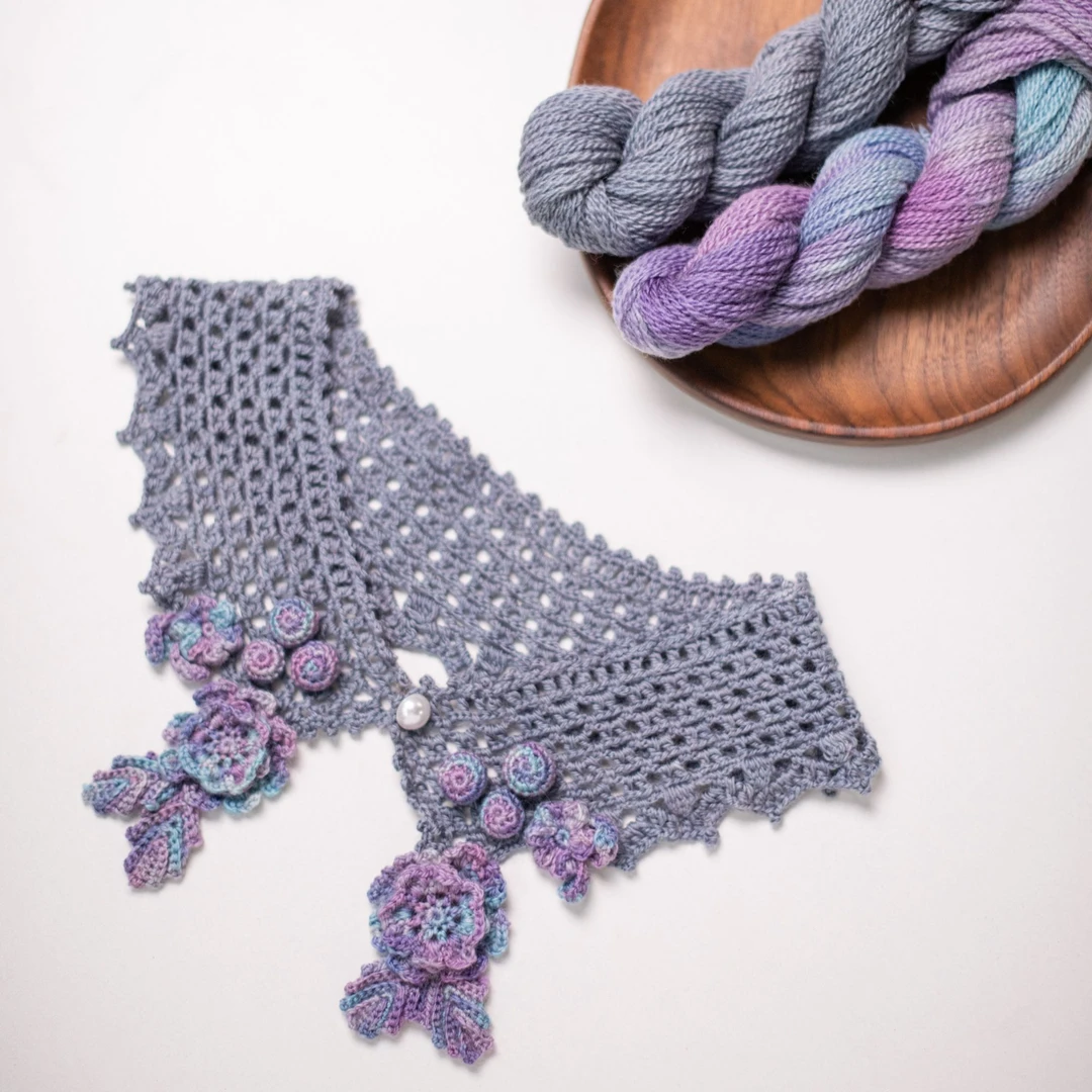 逸致针织春华秋实假领材料包非成品手染费尔岛羊毛线材教程套装