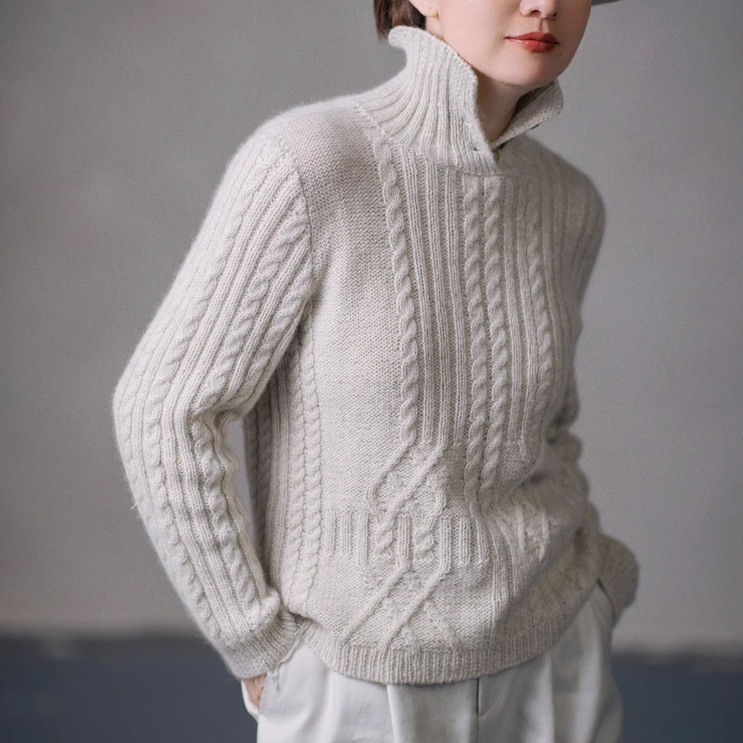 逸致手编材料包贝拉长袖针织毛衣非成品18支牦牛绒图解视频教程