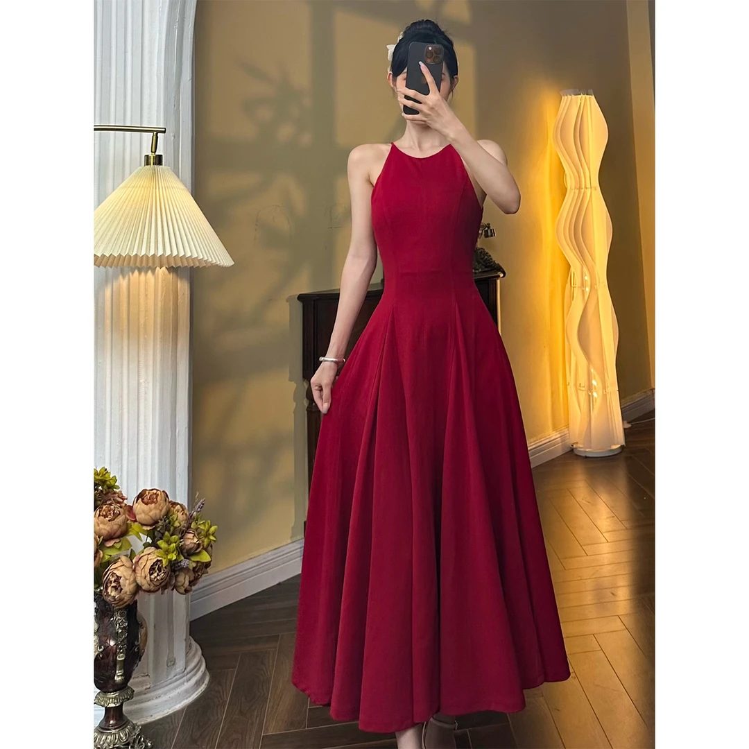 巧漂亮【】复古法式吊带连衣裙气质女春夏小个子甜美收腰