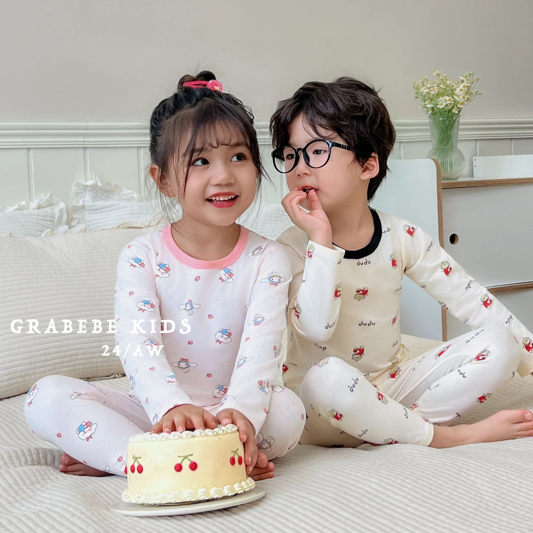 【220g】儿童24秋季韩版纯棉亲肤A类莱卡棉秋衣秋裤家居服睡衣套装