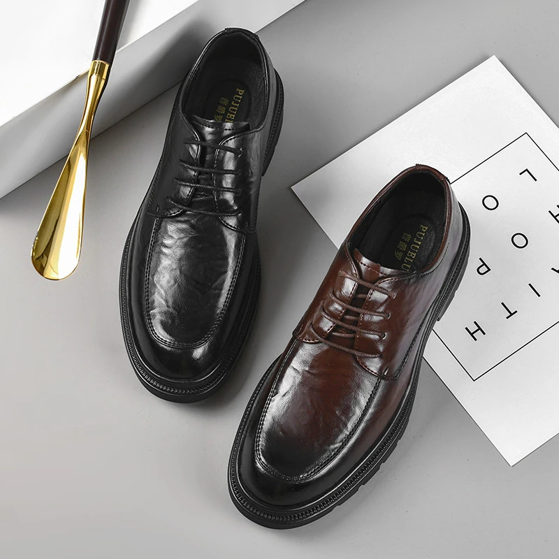【爆款】真皮小牛皮手工皮鞋男士正装商务休闲皮鞋5813