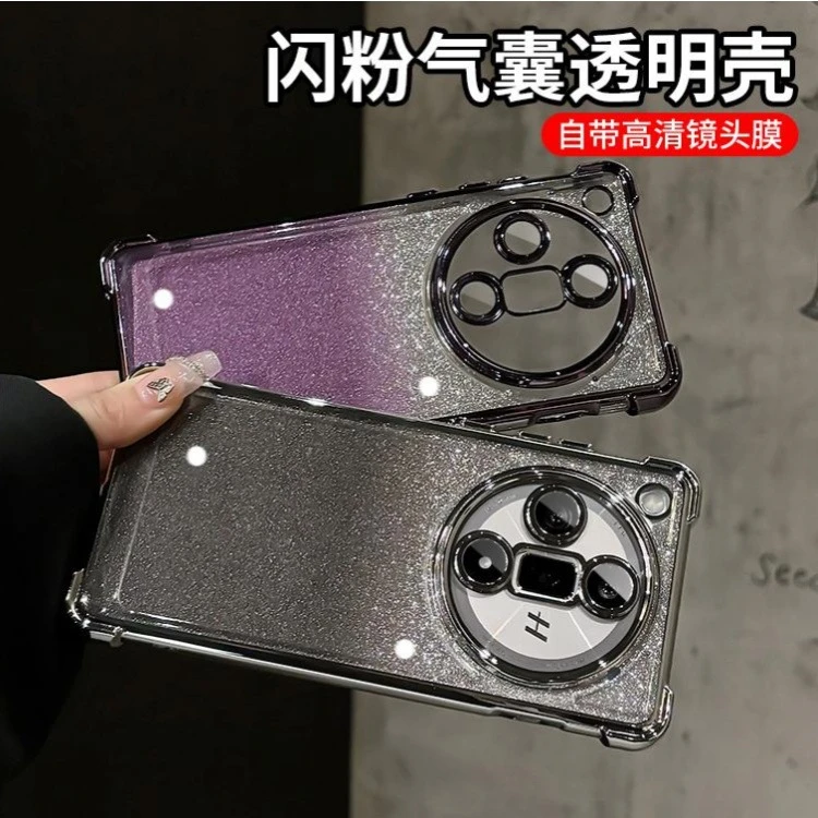 适用oppoReno12闪粉四角气囊防摔手机壳FindX7电镀A97防摔C55套A3
