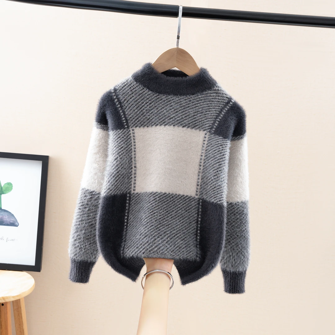 新款男童毛衣秋冬新款2024水貂绒打底针织衫中大男孩条纹毛衣