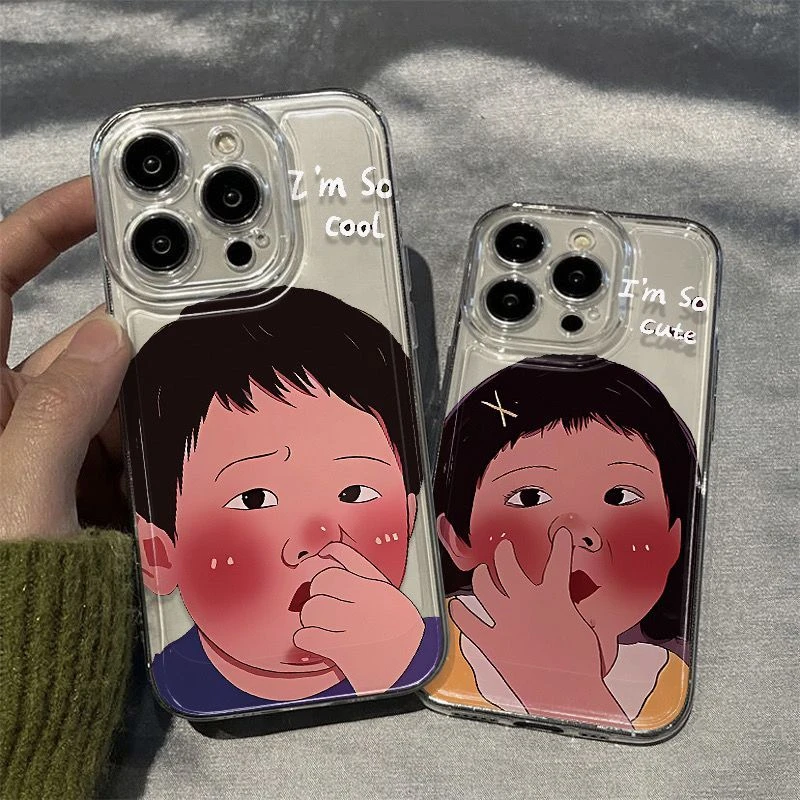 抠鼻男女孩搞怪适用iPhone14Promax苹果13手机壳12硅胶11新款软壳