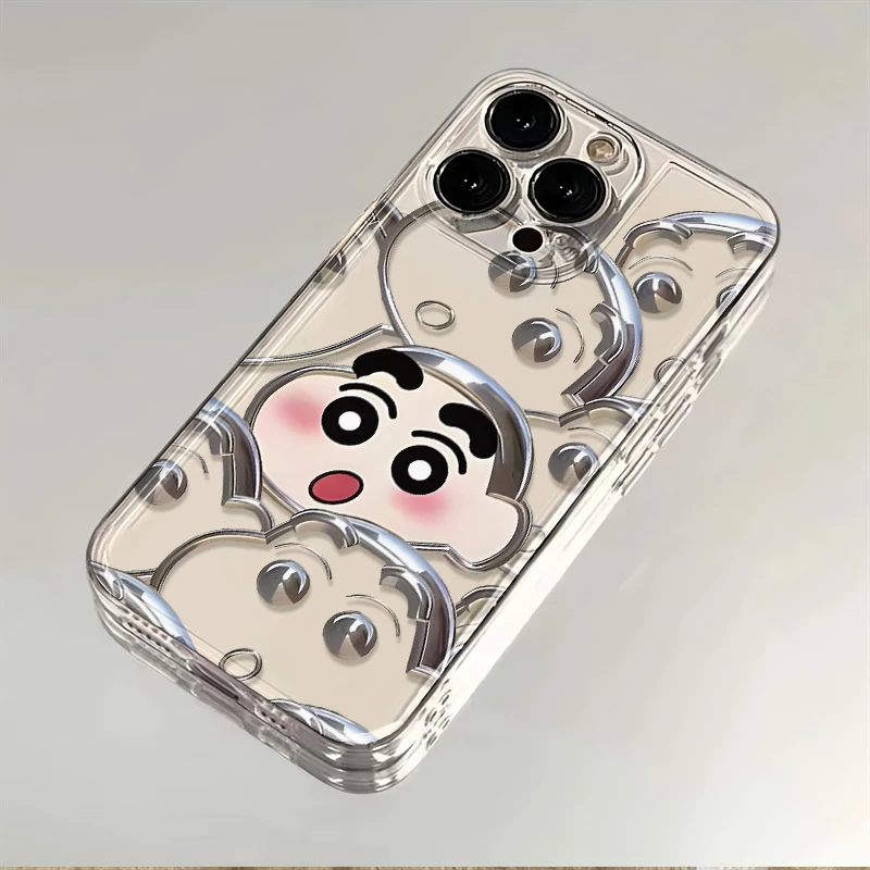 蜡笔小新重影适用苹果iPhone15/14promax手机壳13太空12软壳11/xr