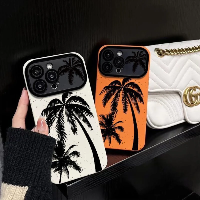 简约椰树苹果14promax手机壳iPhone15/13高级感12/11潮牌xr防摔8p