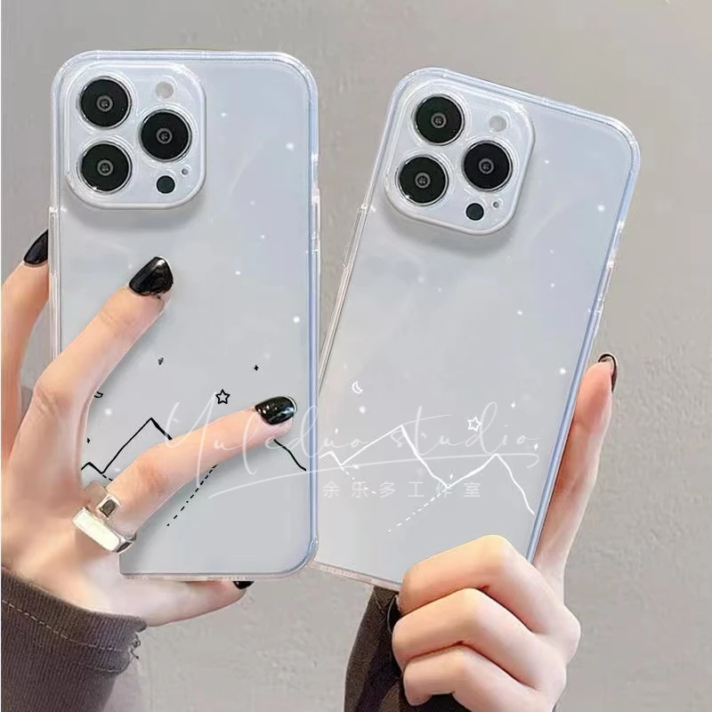 ins星空山脉苹果14Promax手机壳iPhone13透明12简约11全包xs/xr软