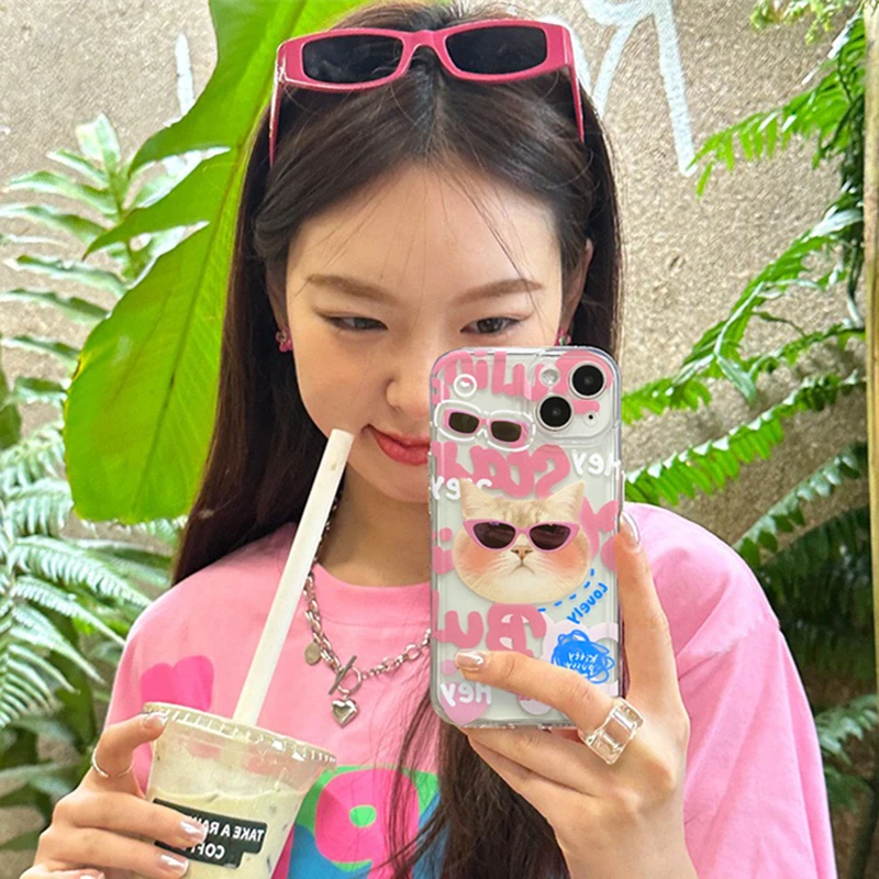 ins少女可爱墨镜猫咪苹果14promax手机壳iPhone12全包13软11卡通8