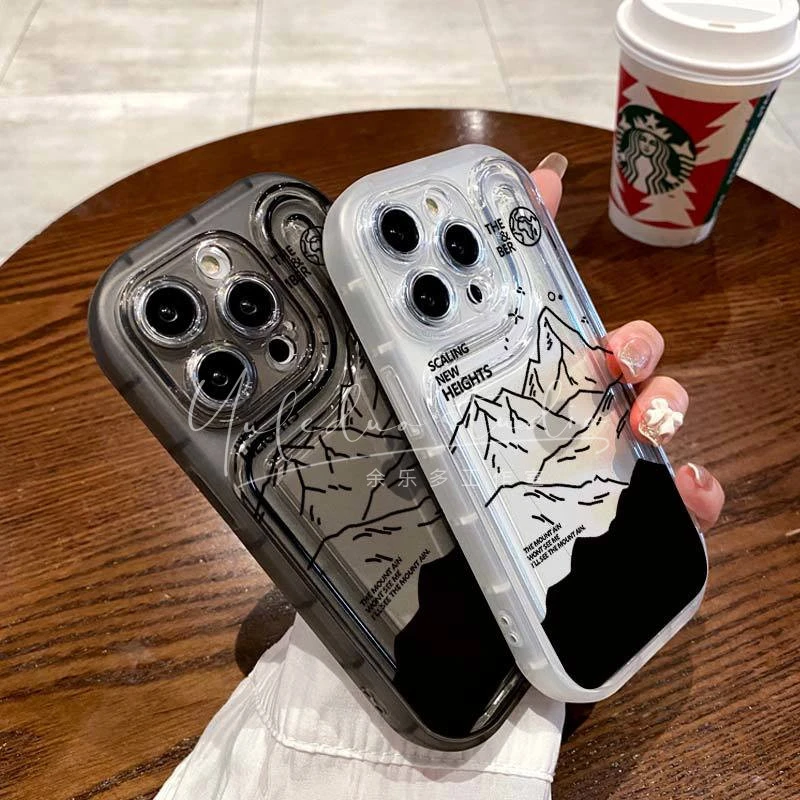 简约线条山iPhone14苹果13Promax气垫手机壳12小众11高级感xr潮牌