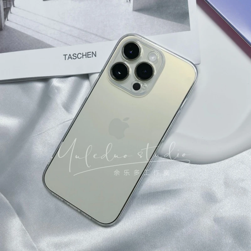 透明简约苹果16手机壳高级裸机质感iPhone15全包14防摔13软12/11