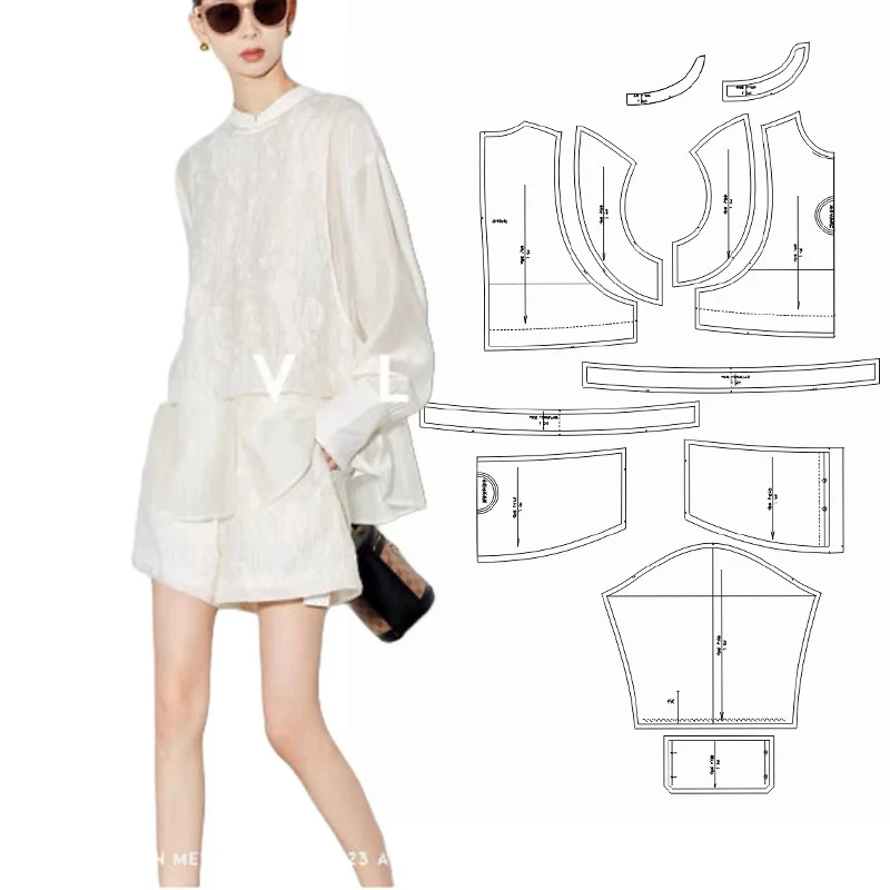 布期而制075新中式衬衫纸样女服装样板裁剪图纸