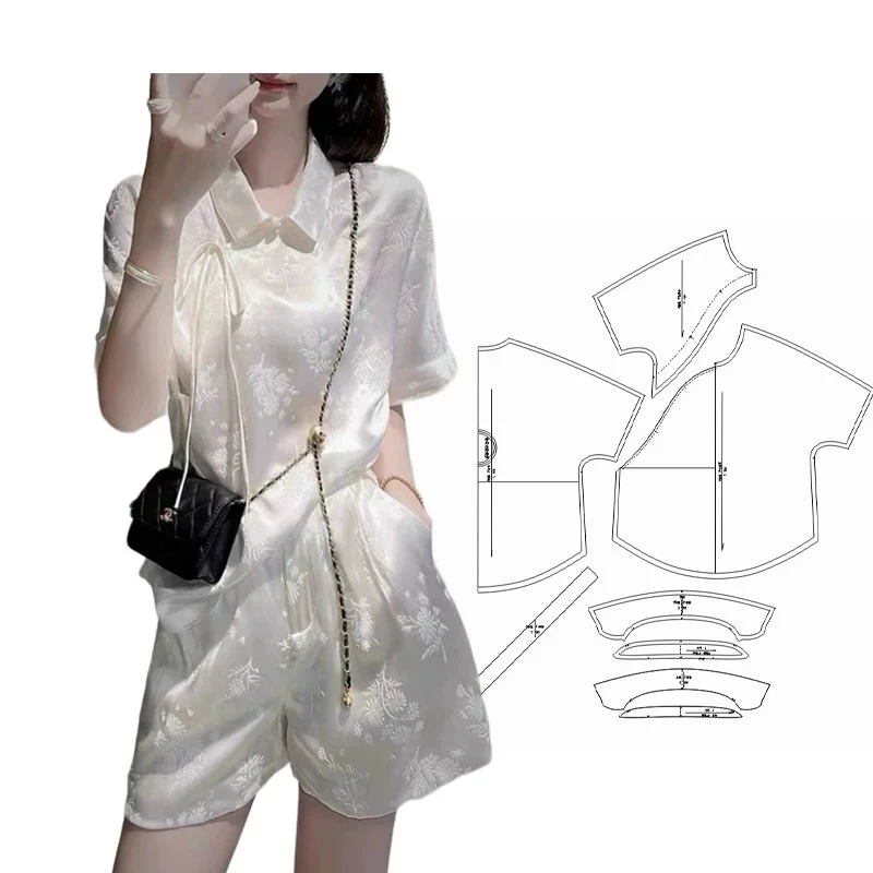 布期而制095新中式套装纸样女服装样板裁剪图纸