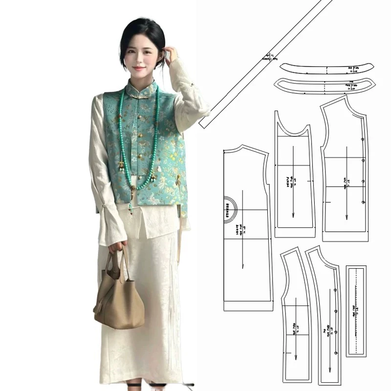 布期而制027新中式纸样女国风马甲服装样板裁剪图纸