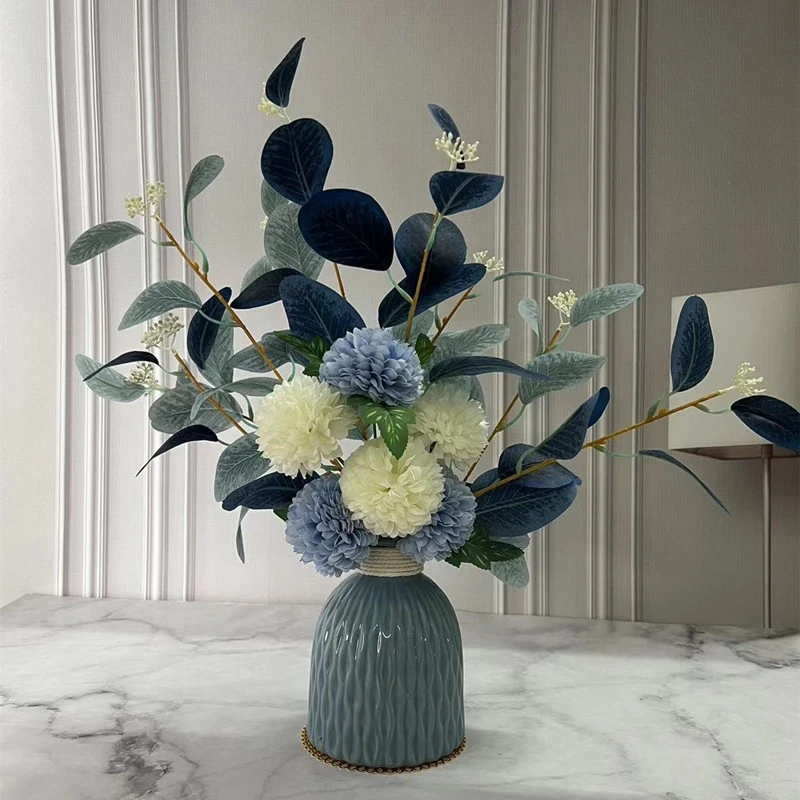 北欧ins仿真花束陶瓷瓶摆件 地中海假花客厅餐桌轻奢花艺摆设装饰