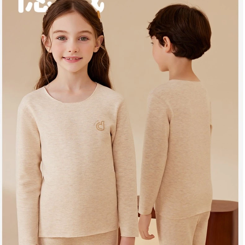 顶呱呱儿童德绒保暖内衣套装秋冬新品男女童彩棉加厚宝宝秋衣秋裤