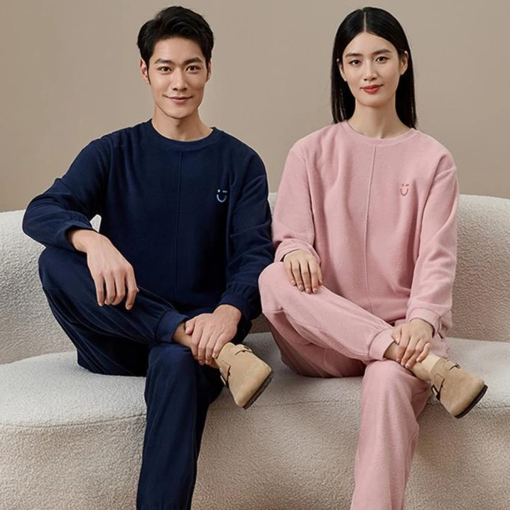 顶瓜瓜顶呱呱2025秋冬新品睡衣男女士摇粒绒休闲圆领家居服套装